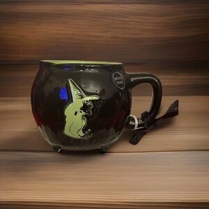 🆕 Rae Dunn Wizard of Oz Double-Sided Glossy Black Cauldron Mug, Missing Broom